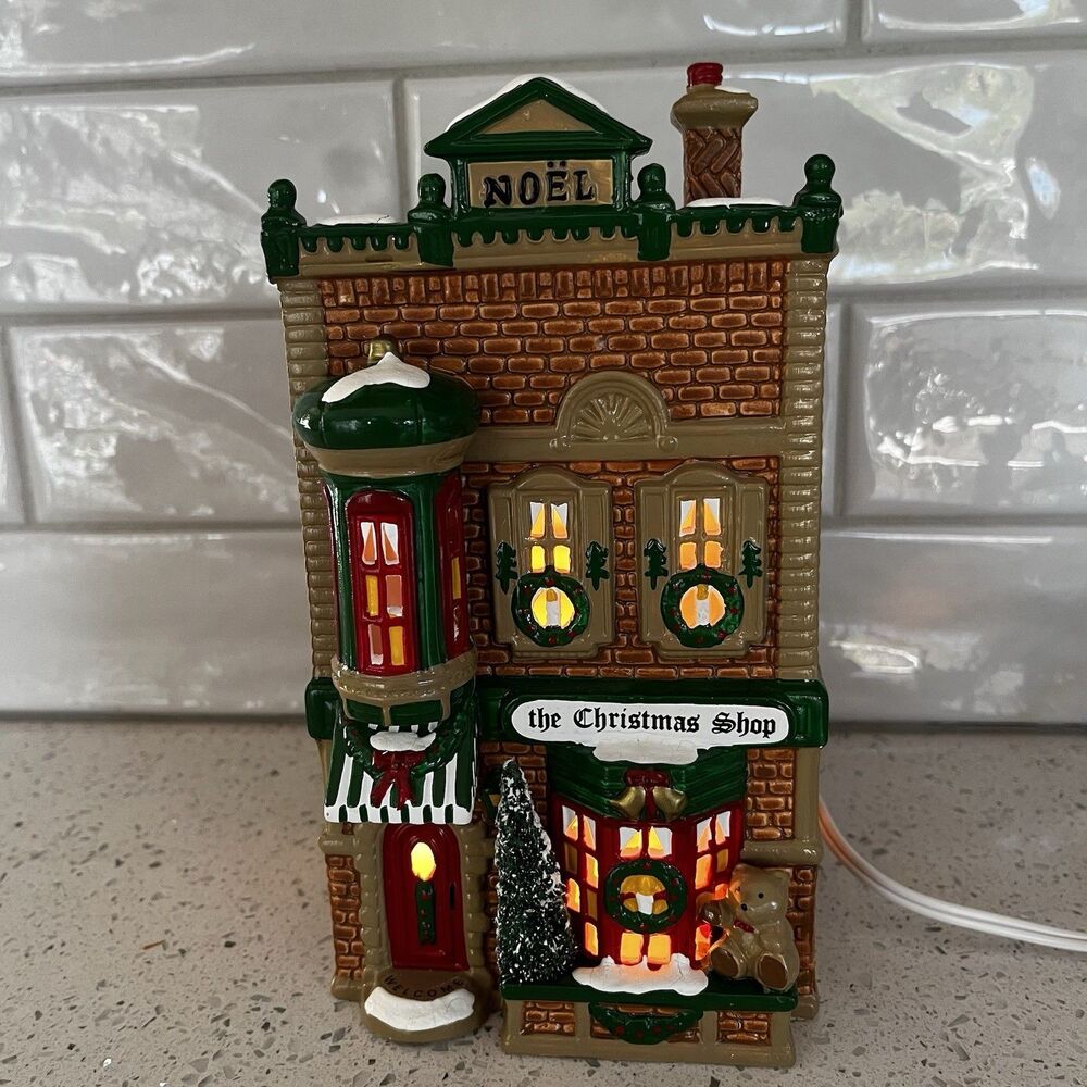 Department 56 The Christmas Shop Snow Village 50970 W/ Packing & Light Vintage